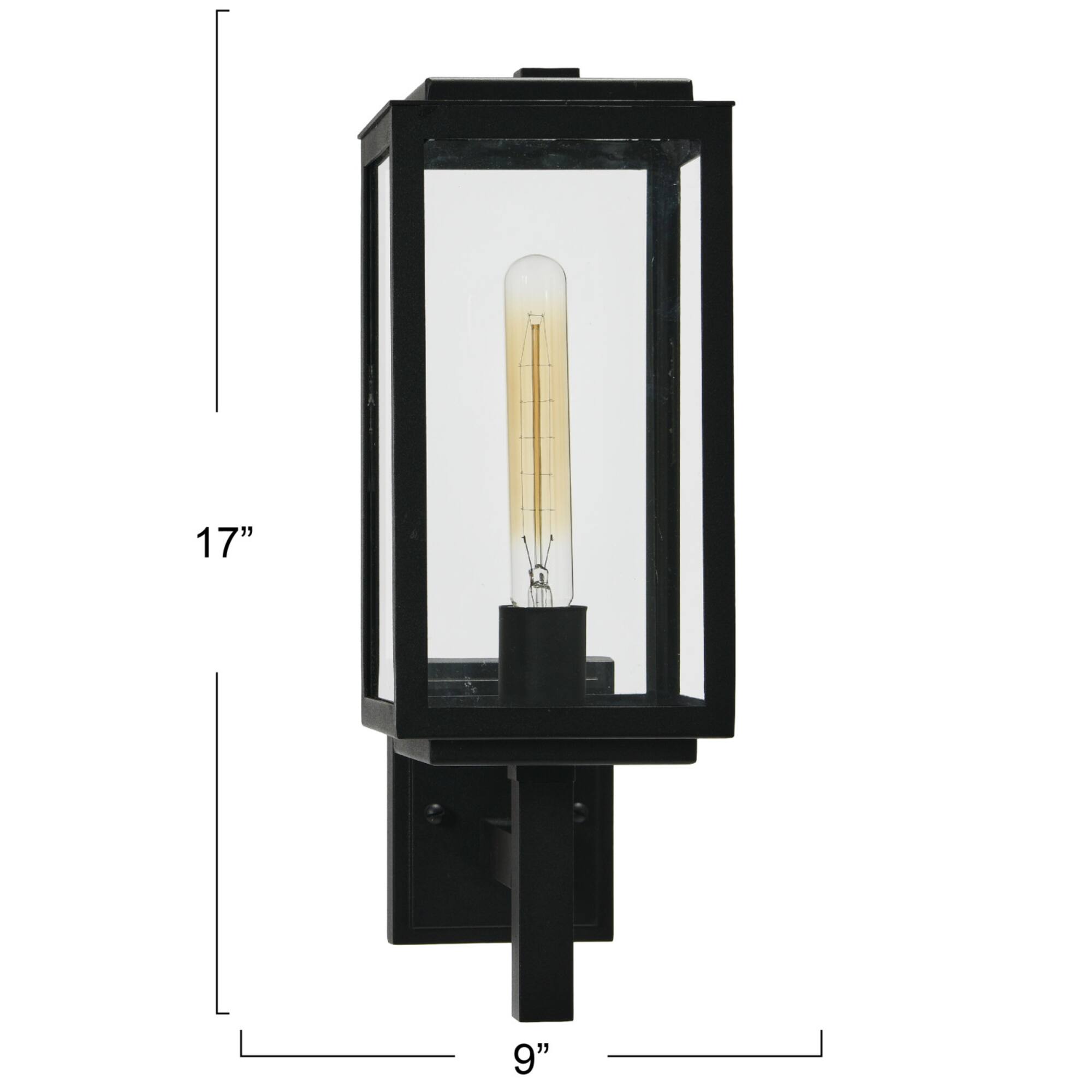 Hello Honey® Robert Stevenson Lighting Addison 17" Textured Black Metal & Glass Outdoor Light